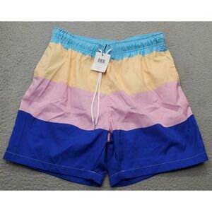 Boardies Swim Trunks Shorts Mens M Multi Colorblock Mesh Lined Drawstring Waist